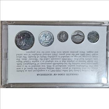 Cool Collectible Obsolote Coins of Yesterday Plastic Display - 90% Silver Coins Included - Walking Liberty - Quarter - Dime