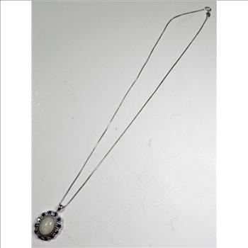 Sterling Silver Fashion Opal Necklace - CZ