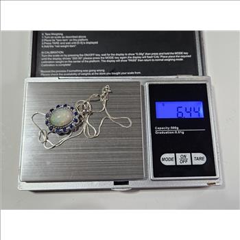 Sterling Silver Fashion Opal Necklace - CZ