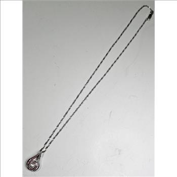 Sterling Silver Fashion Pearl Colored CZ Necklace