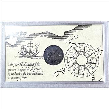 Very Collectible Better Grade Gardner Shipwreck East Indies Coin in Plastic Display