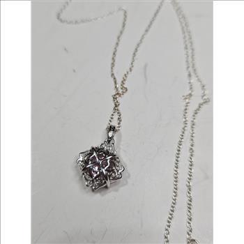 Sterling Silver Pink Topaz CZ Necklace
