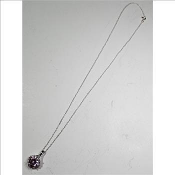 Sterling Silver Pink Topaz CZ Necklace