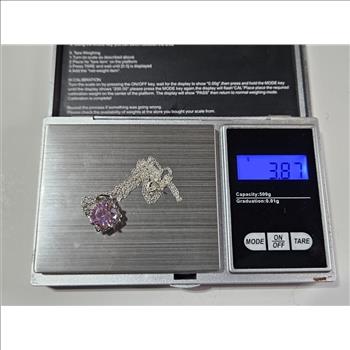 Sterling Silver Pink Topaz CZ Necklace