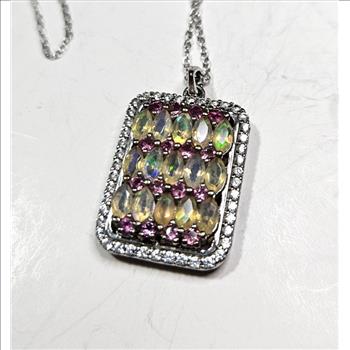 Multi Color CZ Sterling Silver Necklace