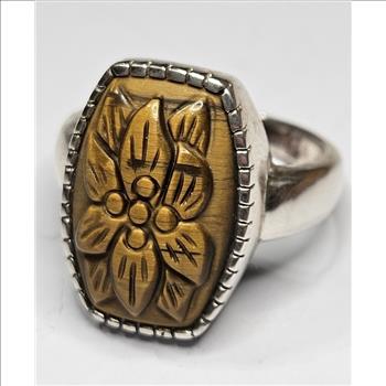 Sterling Silver Carved Jasper Ring