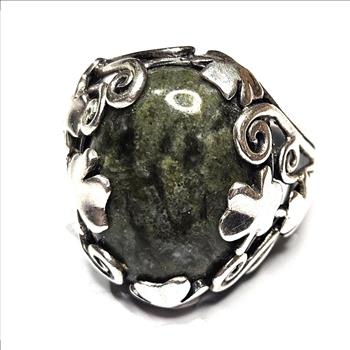 sterling Silver Green Zoicite Ring