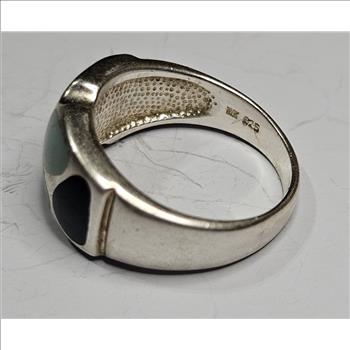 Sterling Silver Polished Stone Inlay Ring