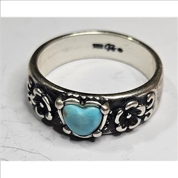 Sterling Silver Heart Shape Gemstone Ring