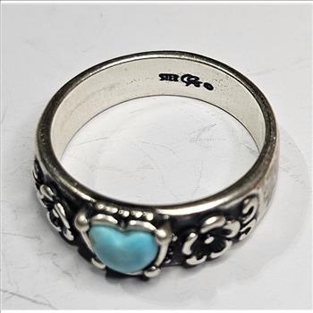 Sterling Silver Heart Shape Gemstone Ring
