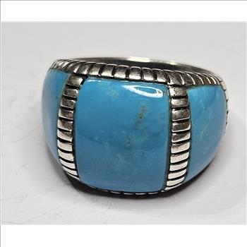 Heavy Sterling Silver Blue Chalcedony Ring