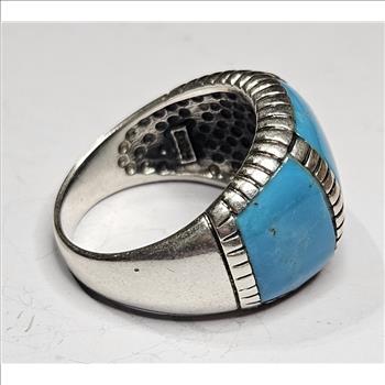 Heavy Sterling Silver Blue Chalcedony Ring