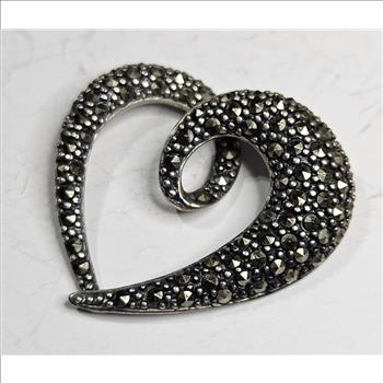 Sterling Silver Marcasite Heart Shape Pendant