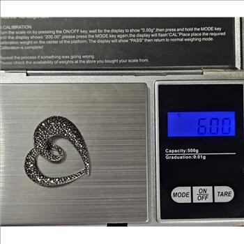 Sterling Silver Marcasite Heart Shape Pendant
