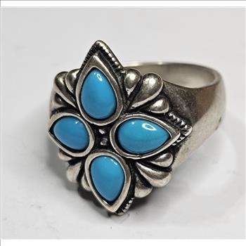 Sterling Silver Fancy Blue Stone Ring