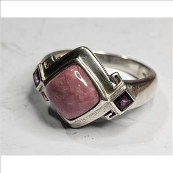 Sterling Silver Polished Pink Stone Ring