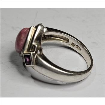 Sterling Silver Polished Pink Stone Ring