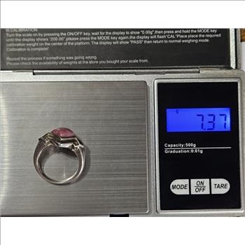 Sterling Silver Polished Pink Stone Ring