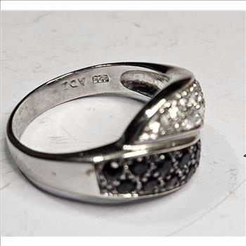 2 Tone Sterling Silver CZ Ring