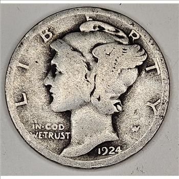 1924 p Mercury Dime 90% Silver- USA Coins