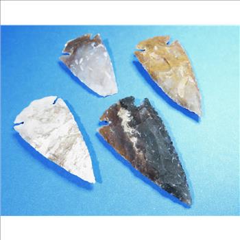 (4) Flint Mapped Arrowheads - Solid Stone -
