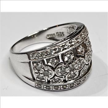 Sterling Silver Ring with CZ Insert Accents