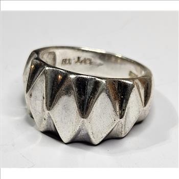 Sterling Silver Diamond Pattern Ring