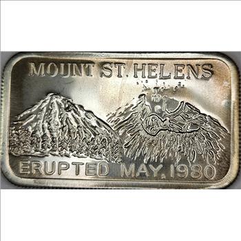Vintage - Hard to Find Golden State Mint 1 oz Silver Bar - Mount St. Helens 1980