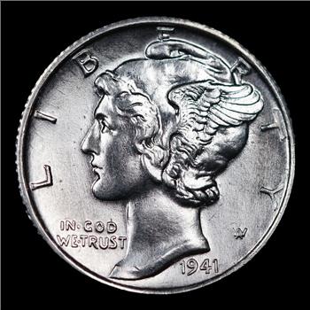 1941-S Mercury Dime 10c Grades MS64/65 GEM BU w/FSB - Amazing Coin!