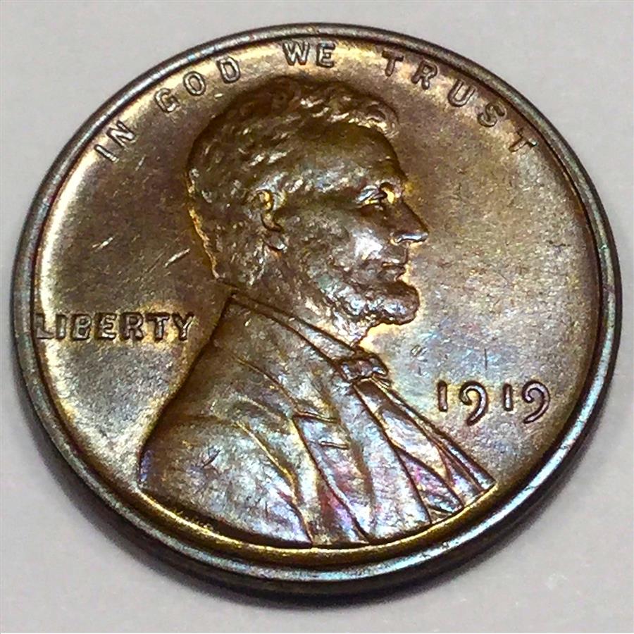 1919 Uncirculated Lincoln Wheat Cent Penny Beautiful Coin