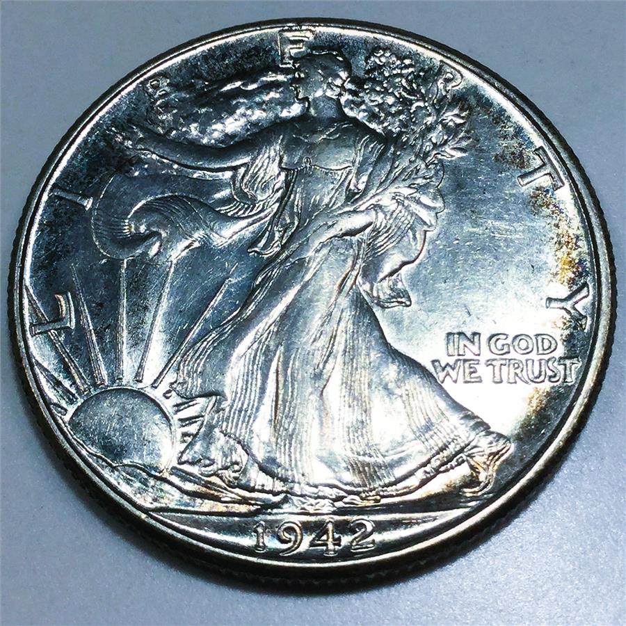 1942 Uncirculated Walking Liberty Half Dollar Beautiful Coin