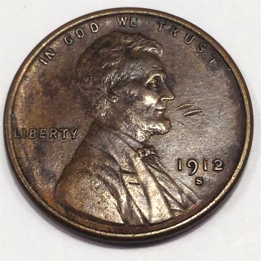 1912-S Lincoln Wheat Cent Penny Beautiful High Grade Coin Rare Date