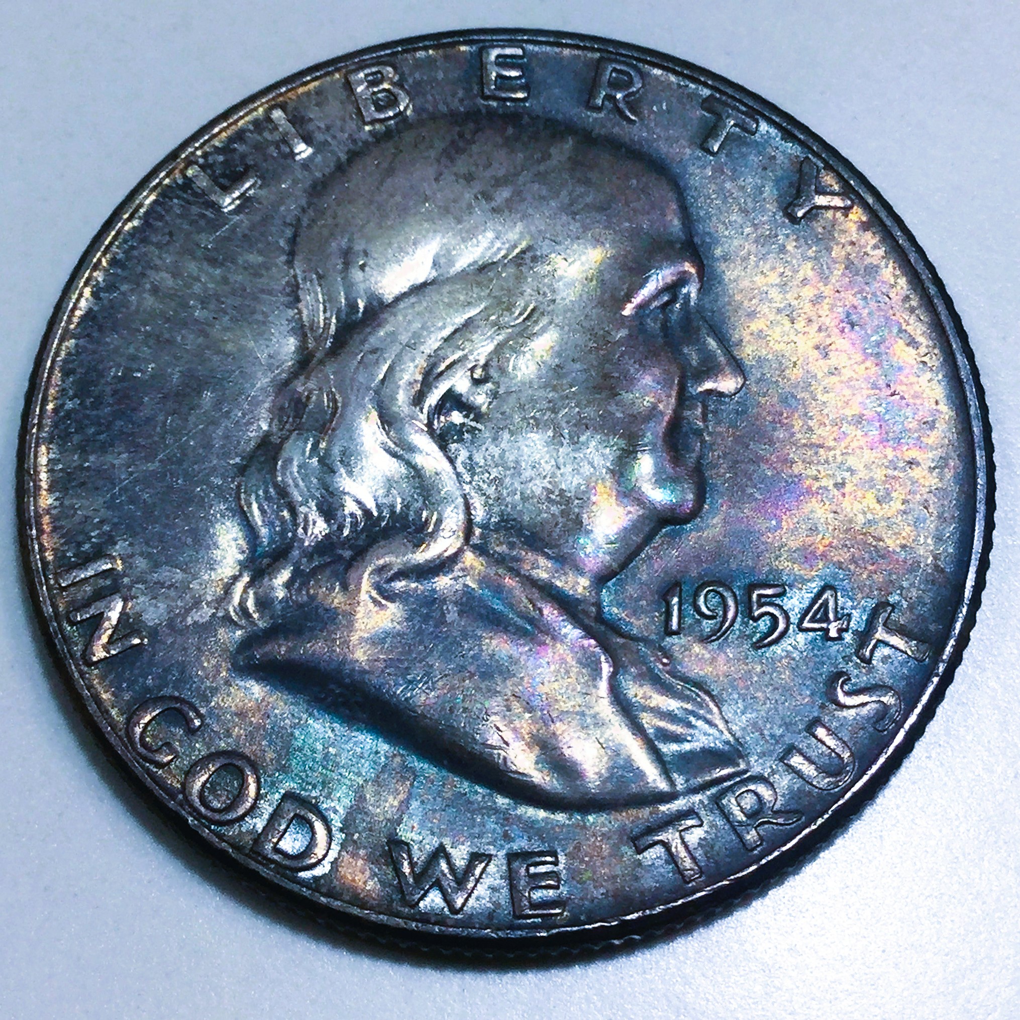 1954 Gem Uncirculated Franklin Half Dollar Beautiful Coin Toned