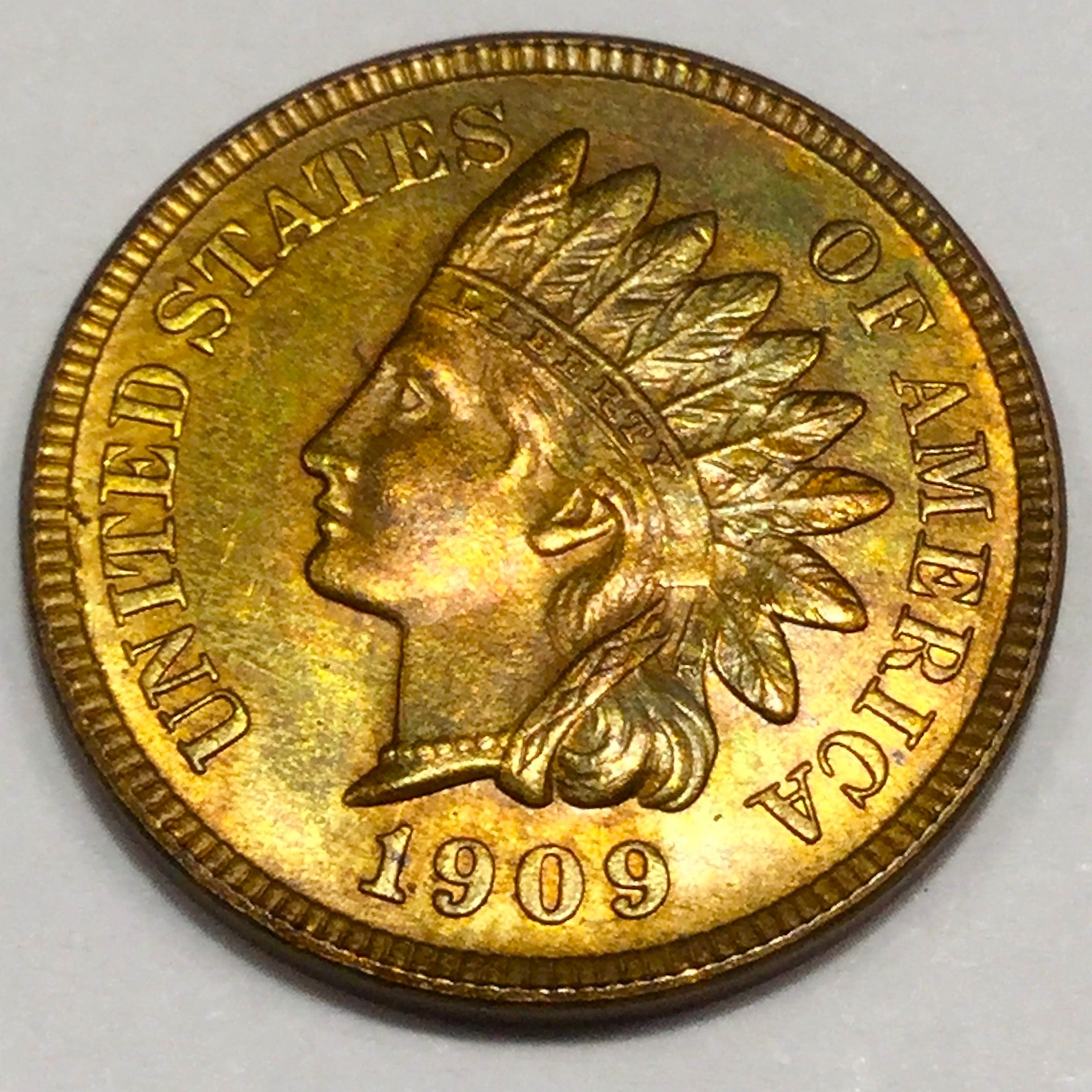1909 Gem Uncirculated Indian Head Penny Beautiful Coin