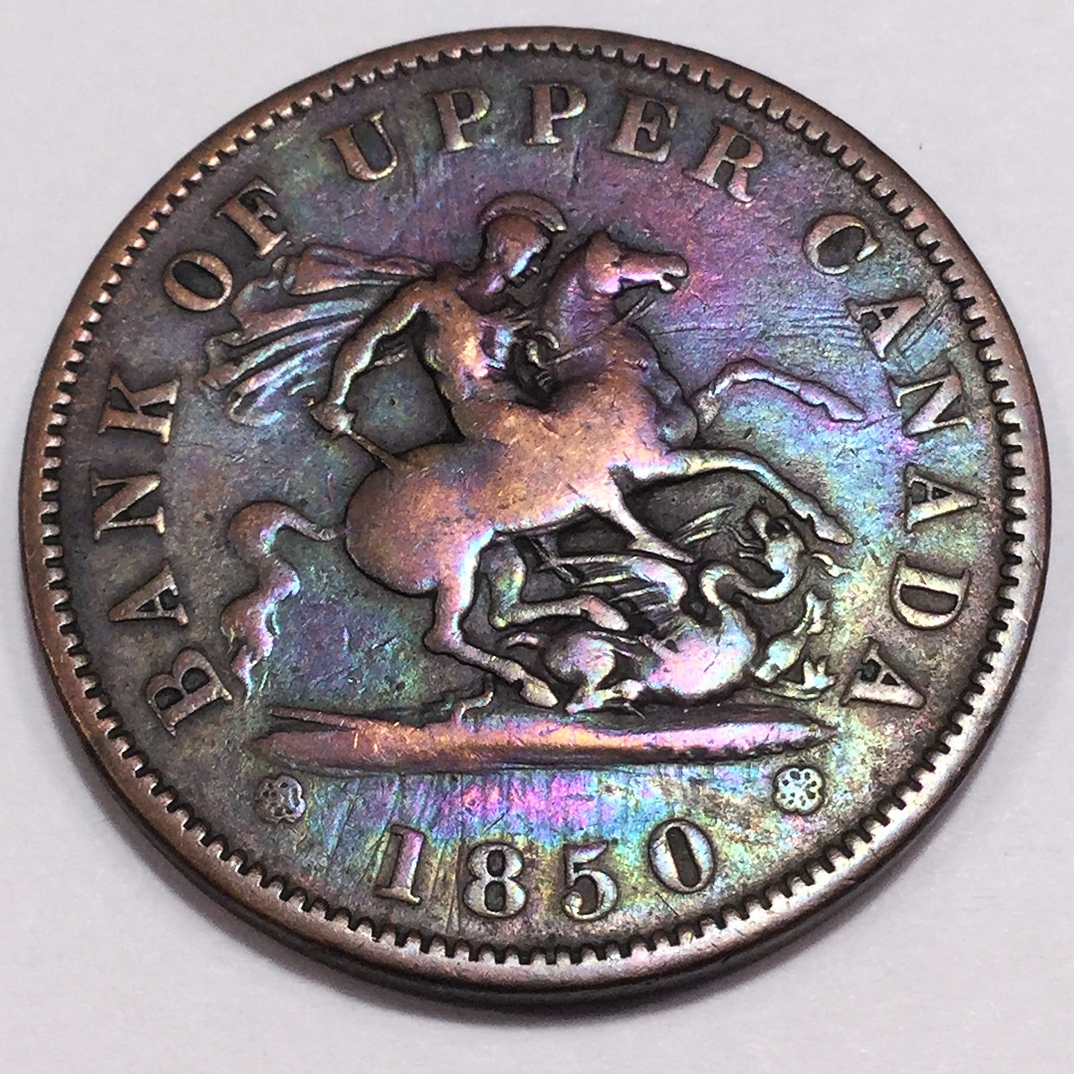 1850 Bank of Upper Canada One Penny Token Beautiful Coin 