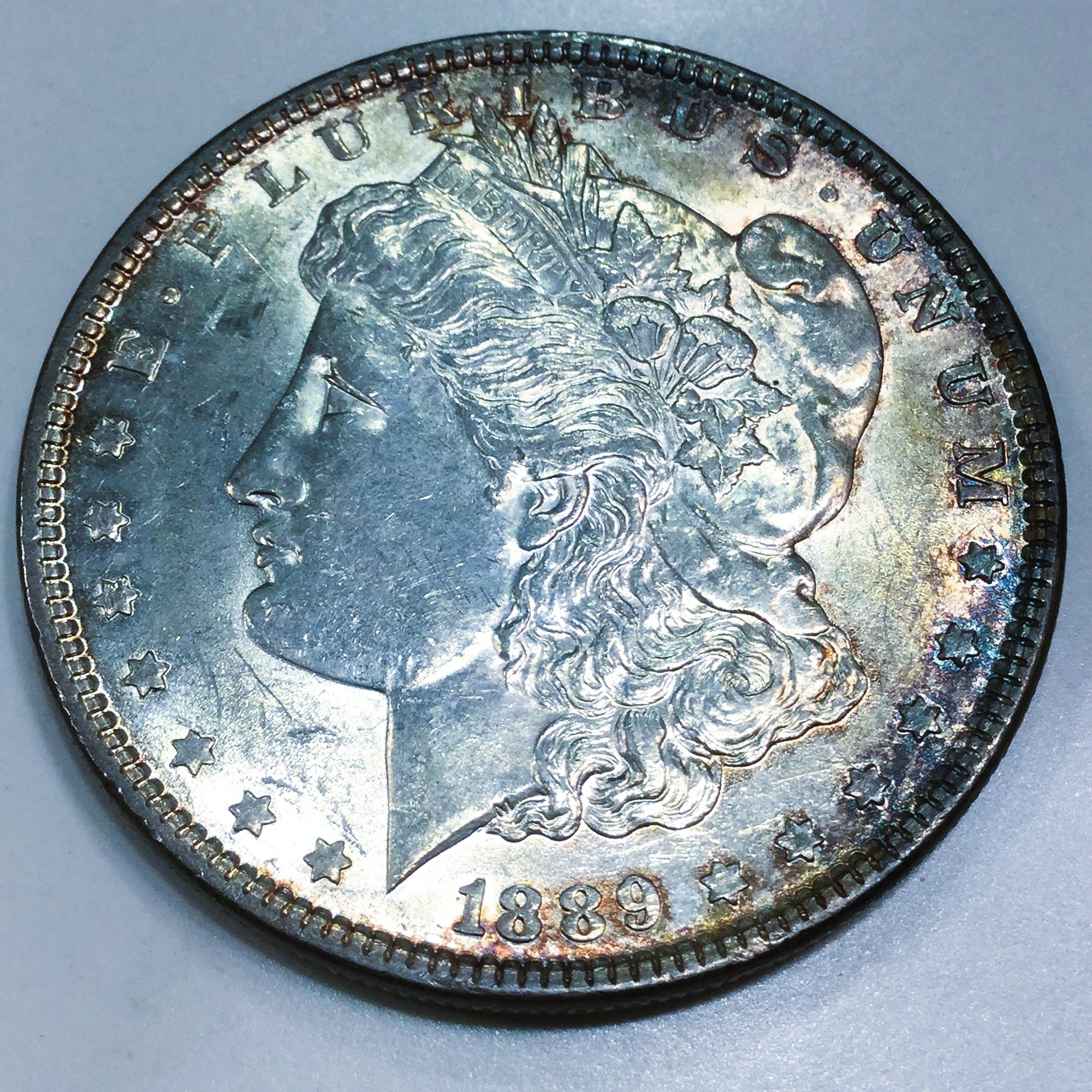 1889 Uncirculated Morgan Silver Dollar Beautiful Coin Nice Toning 