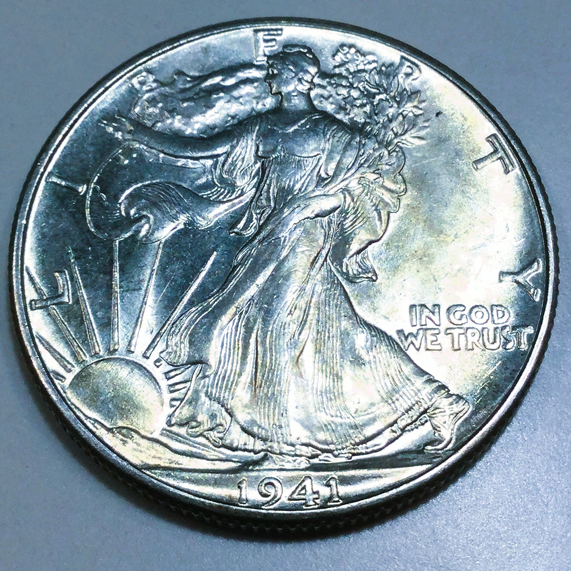1941 Uncirculated Walking Liberty Half Dollar Beautiful Coin