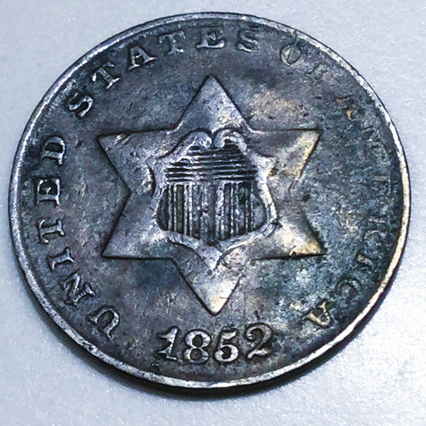 1852 Three Cent Silver Beautiful High Grade Coin 