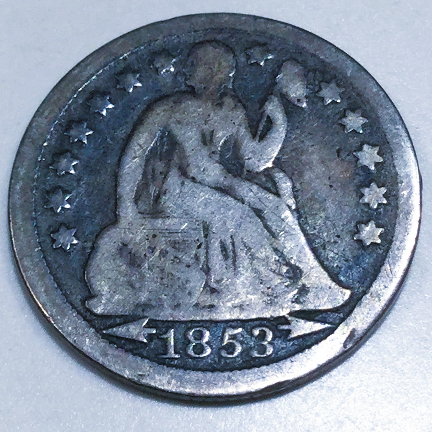 1853 Seated Liberty Half Dime Beautiful Coin 