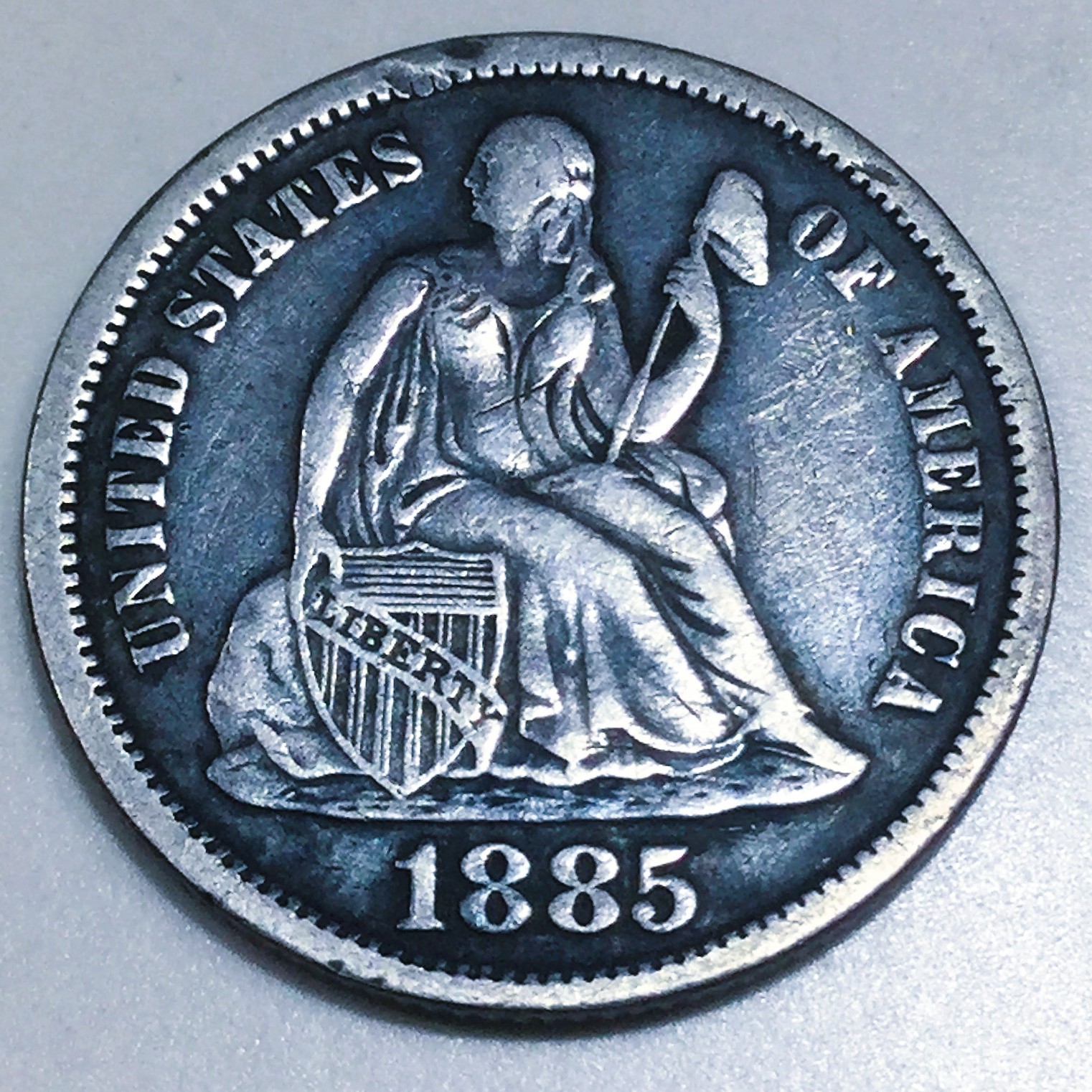 1885 Seated Liberty Dime Beautiful High Grade Coin Rare Date 
