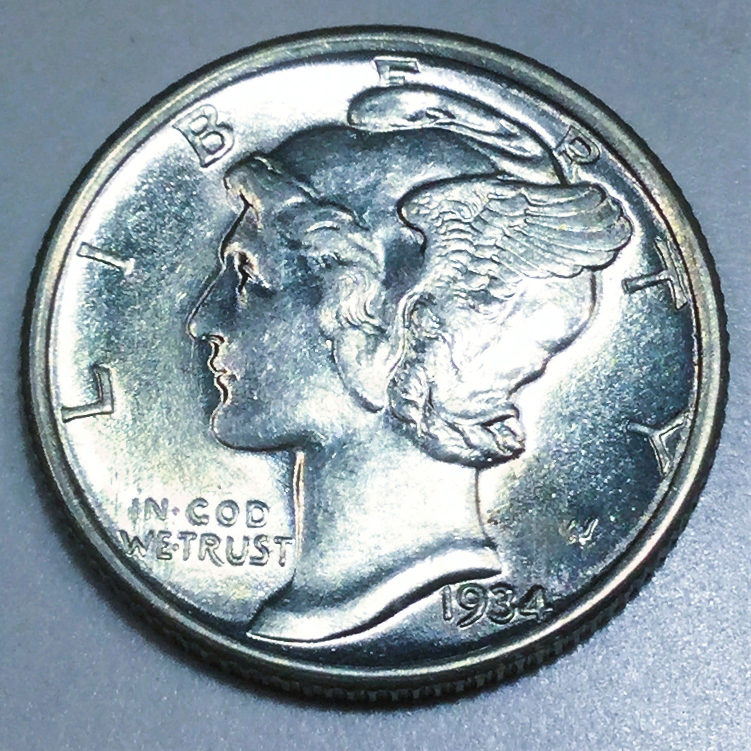 1934 Uncirculated Mercury Dime Beautiful Coin