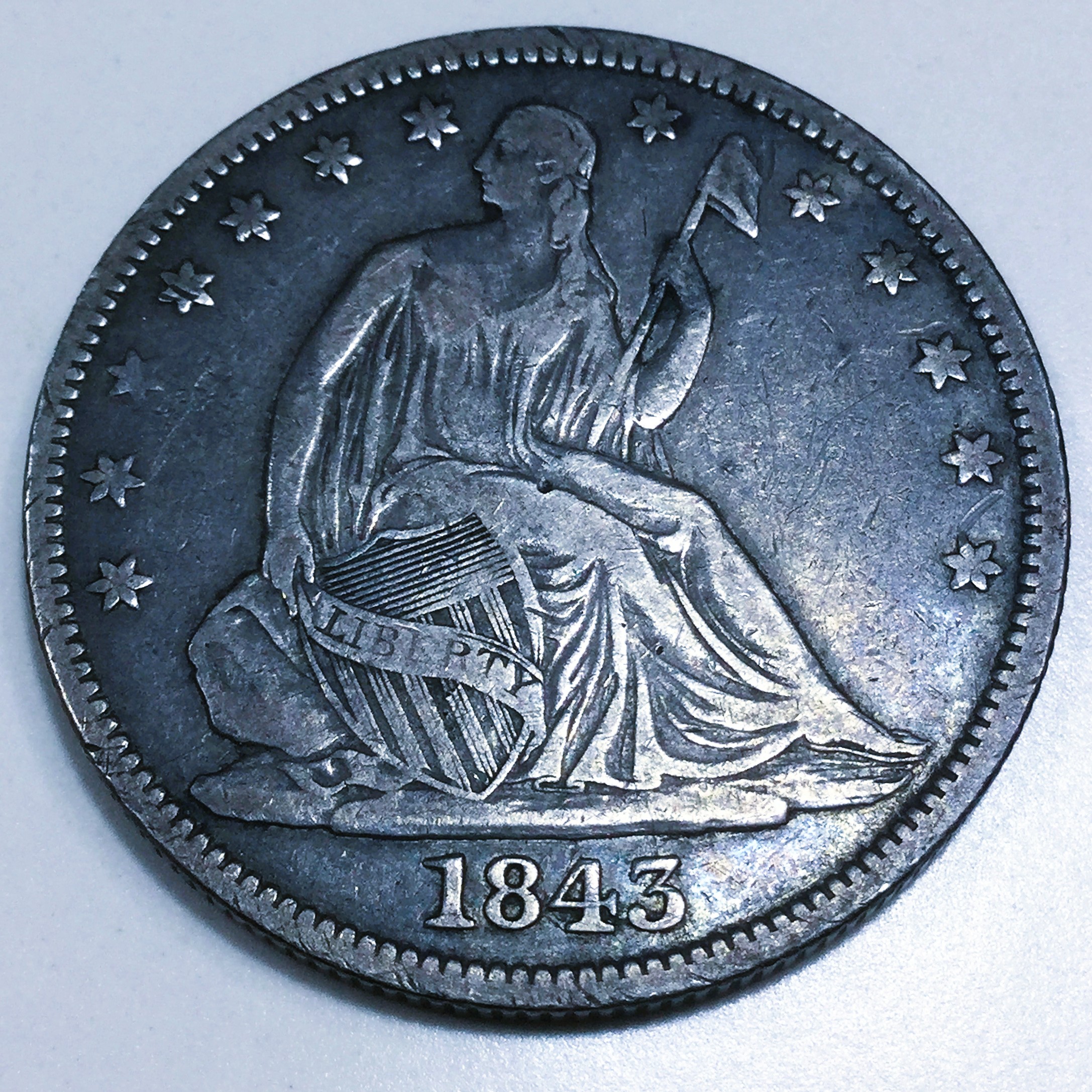 1843 Seated Liberty Half Dollar Beautiful High Grade Coin Rare Date