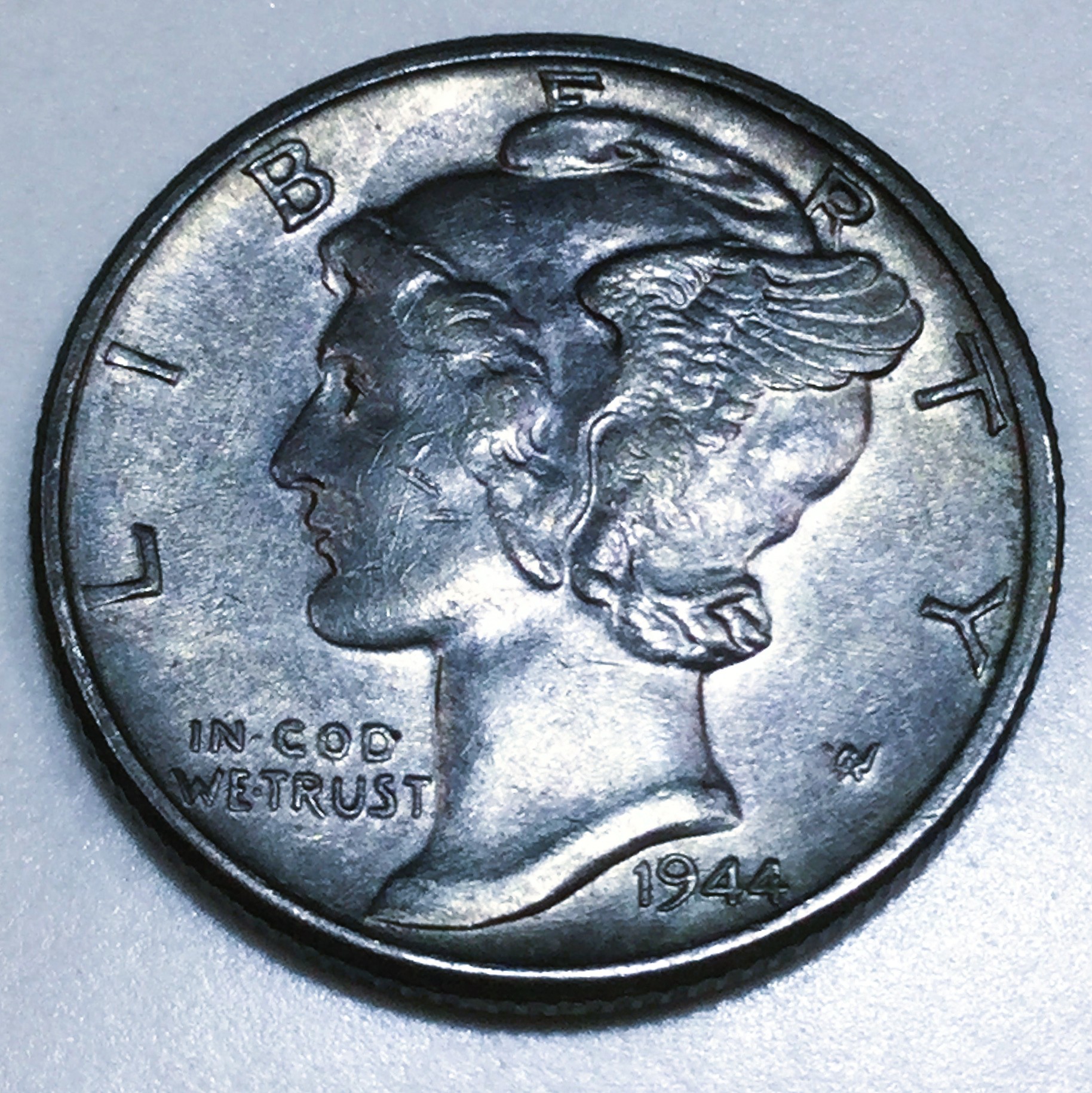 1944 Uncirculated Mercury Silver Dime Beautiful Coin