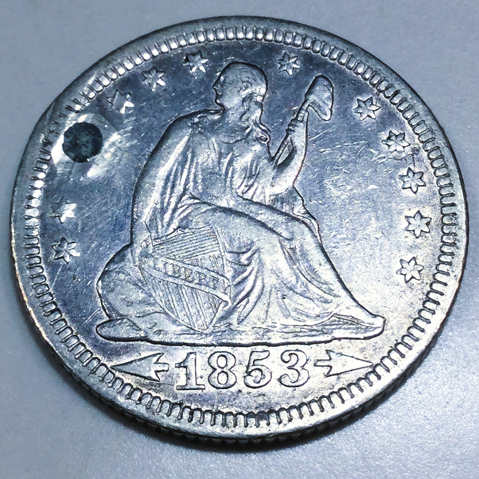 1853 Seated Liberty Quarter Beautiful High Grade Coin Rare Date 