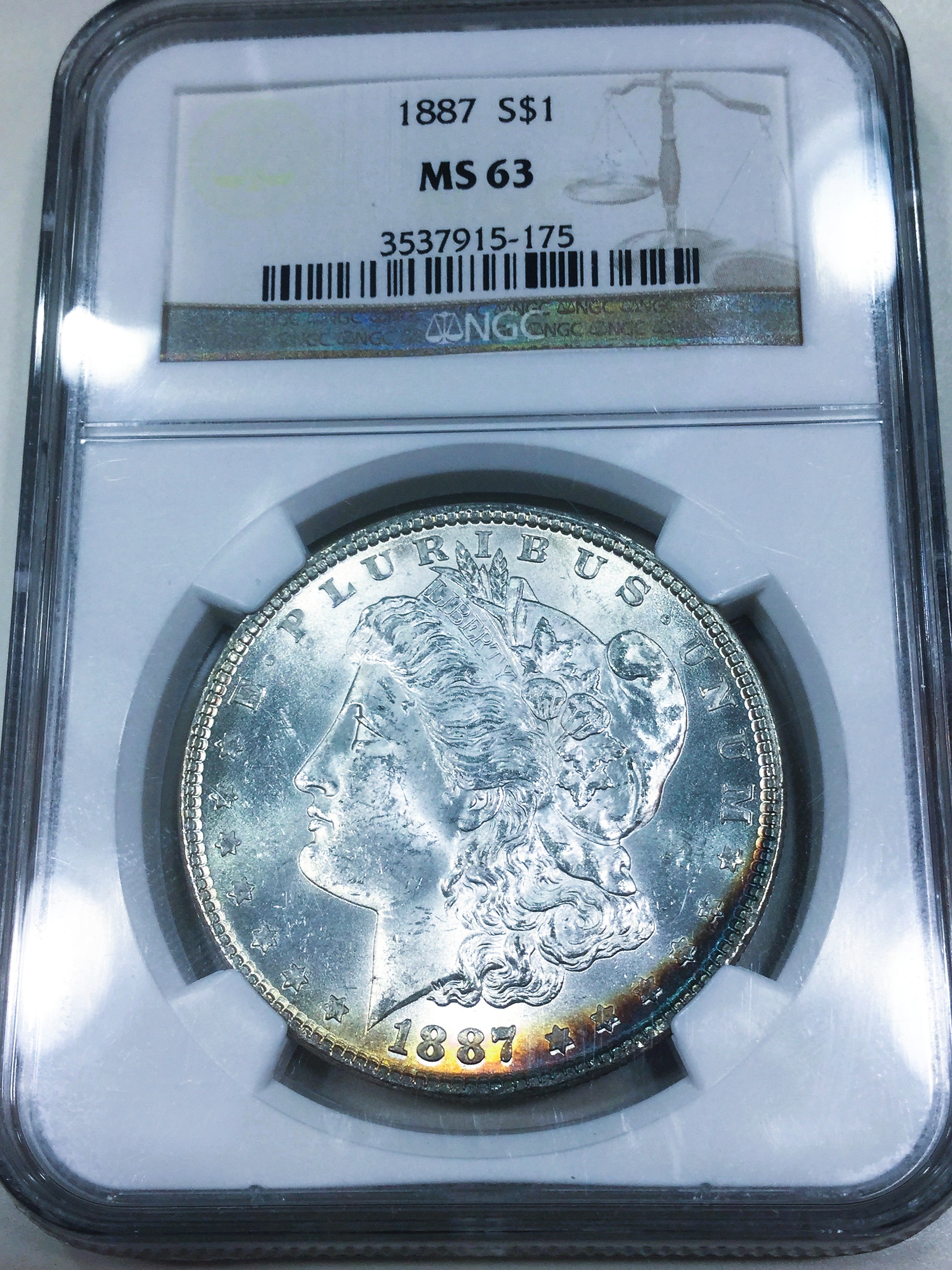 1887 Morgan Silver Dollar NGC MS63 Beautiful Coin