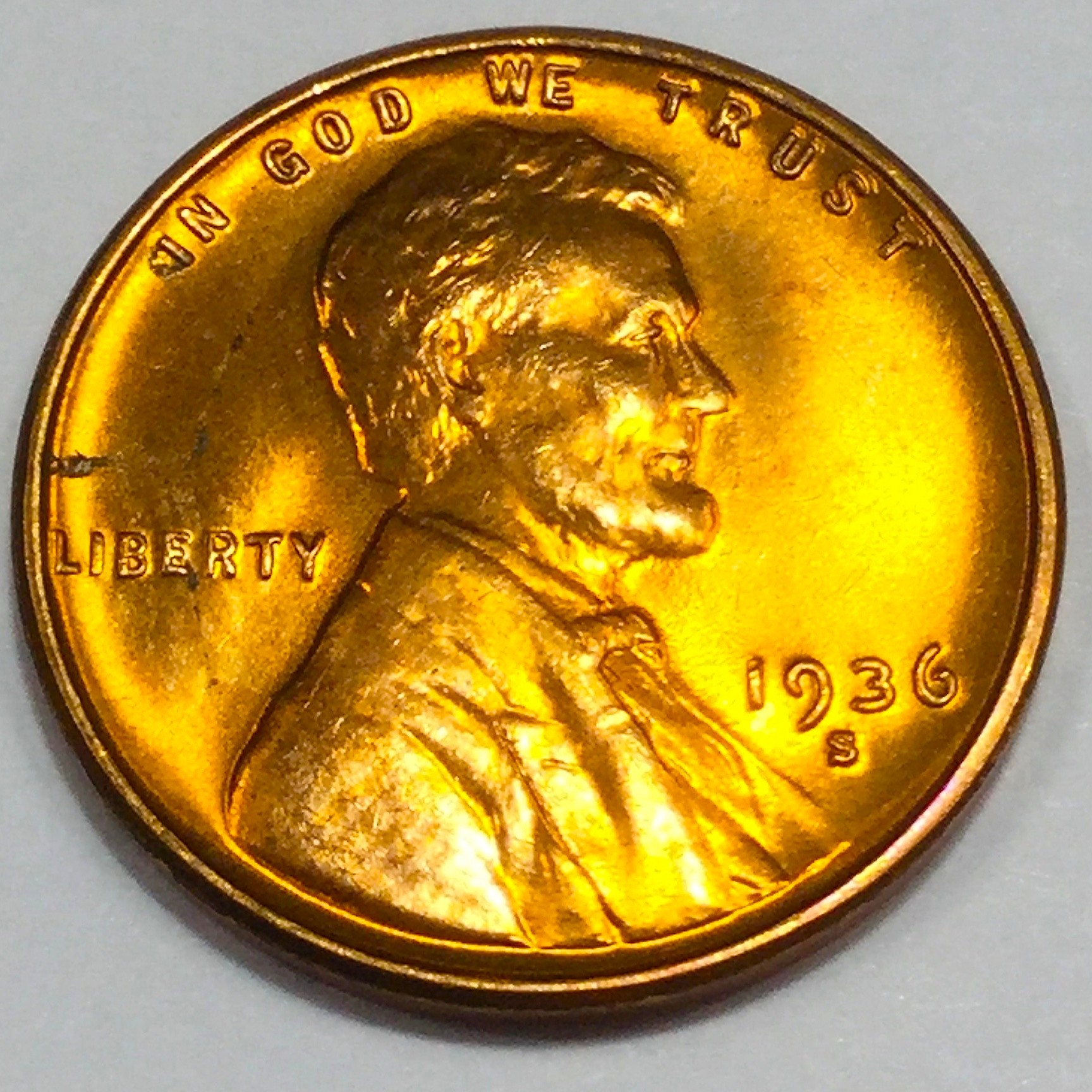 1936-S Gem Uncirculated Red Lincoln Wheat Cent Penny Beautiful Coin ...