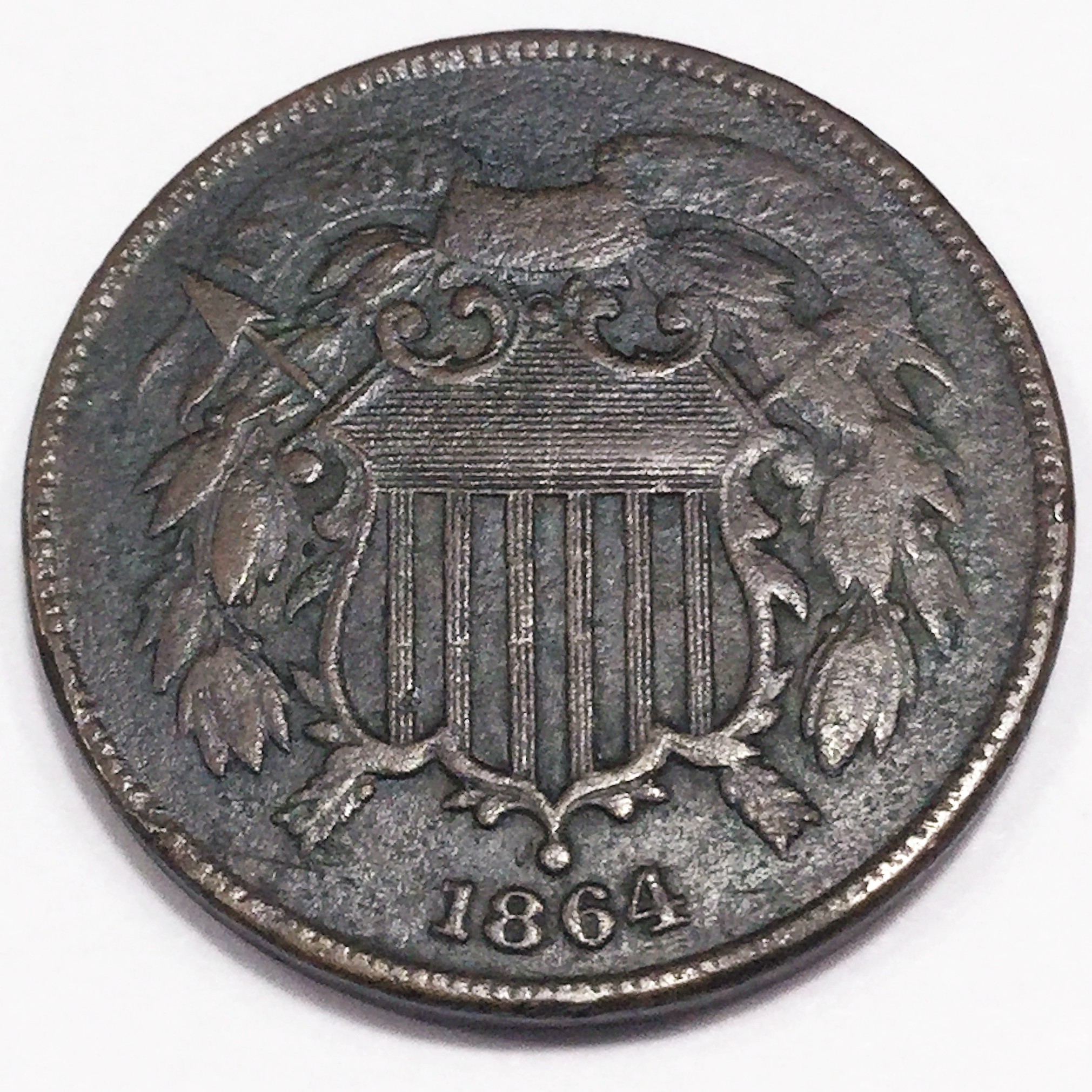 1864 Two Cent Piece Beautiful Coin 