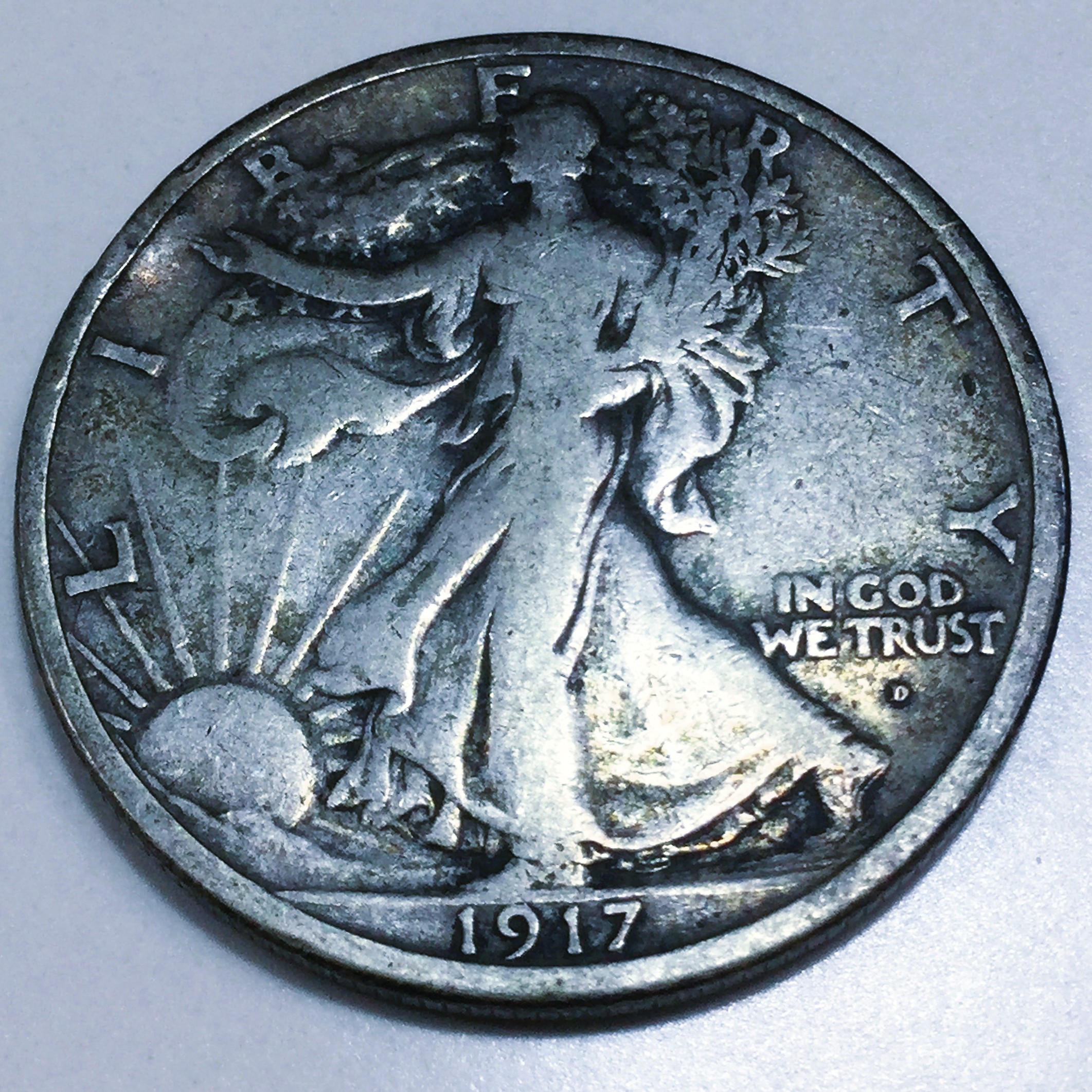 1917-D Obverse Walking Liberty Half Dollar Beautiful Coin Rare Date 