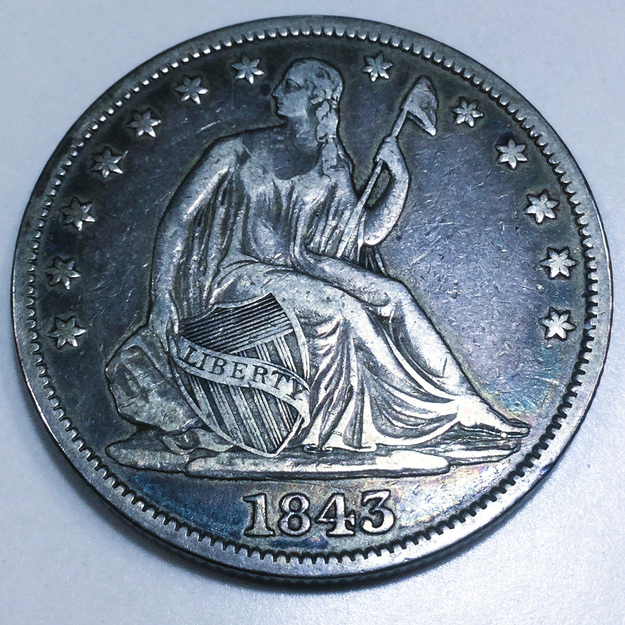 1843 Seated Liberty Half Dollar Beautiful High Grade Coin Rare Date 