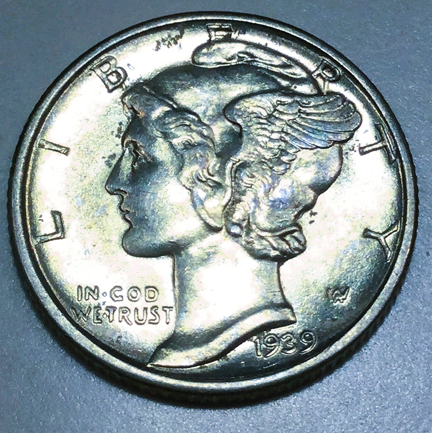 1939-D Uncirculated Mercury Silver Dime Beautiful Coin 